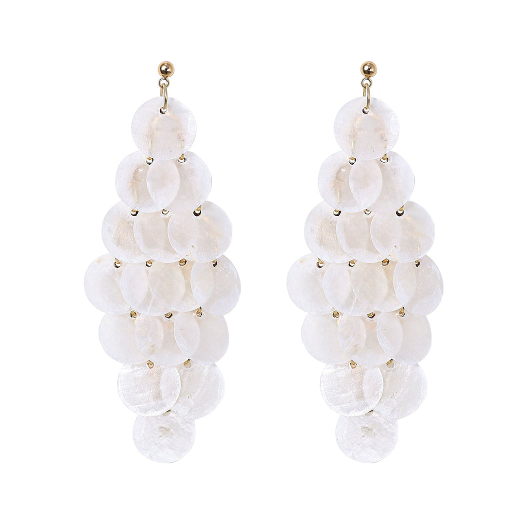 Handcrafted Cascading Capiz Shell Chandelier Earrings