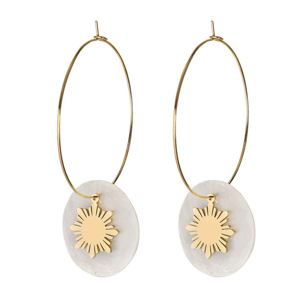 Philippine Sun and Capiz Hoop Earrings
