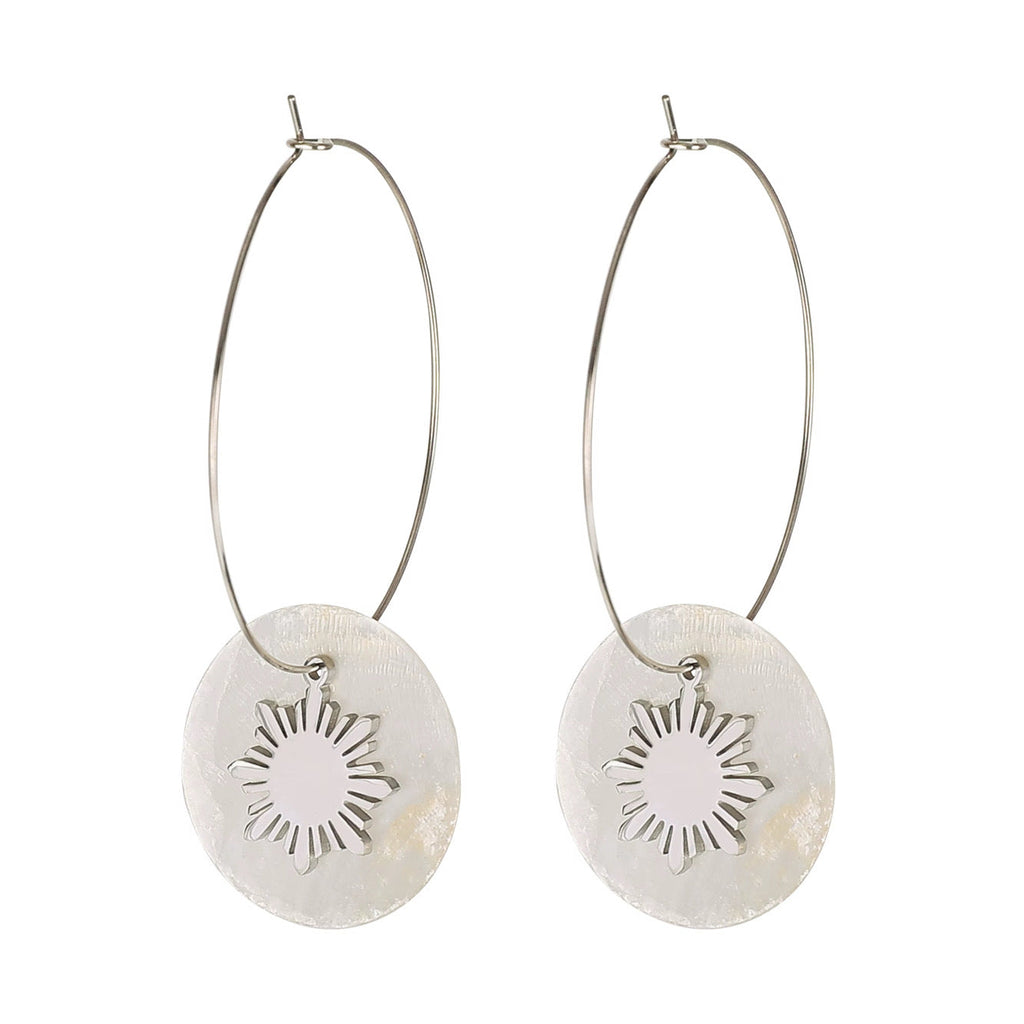 Philippine Sun and Capiz Hoop Earrings