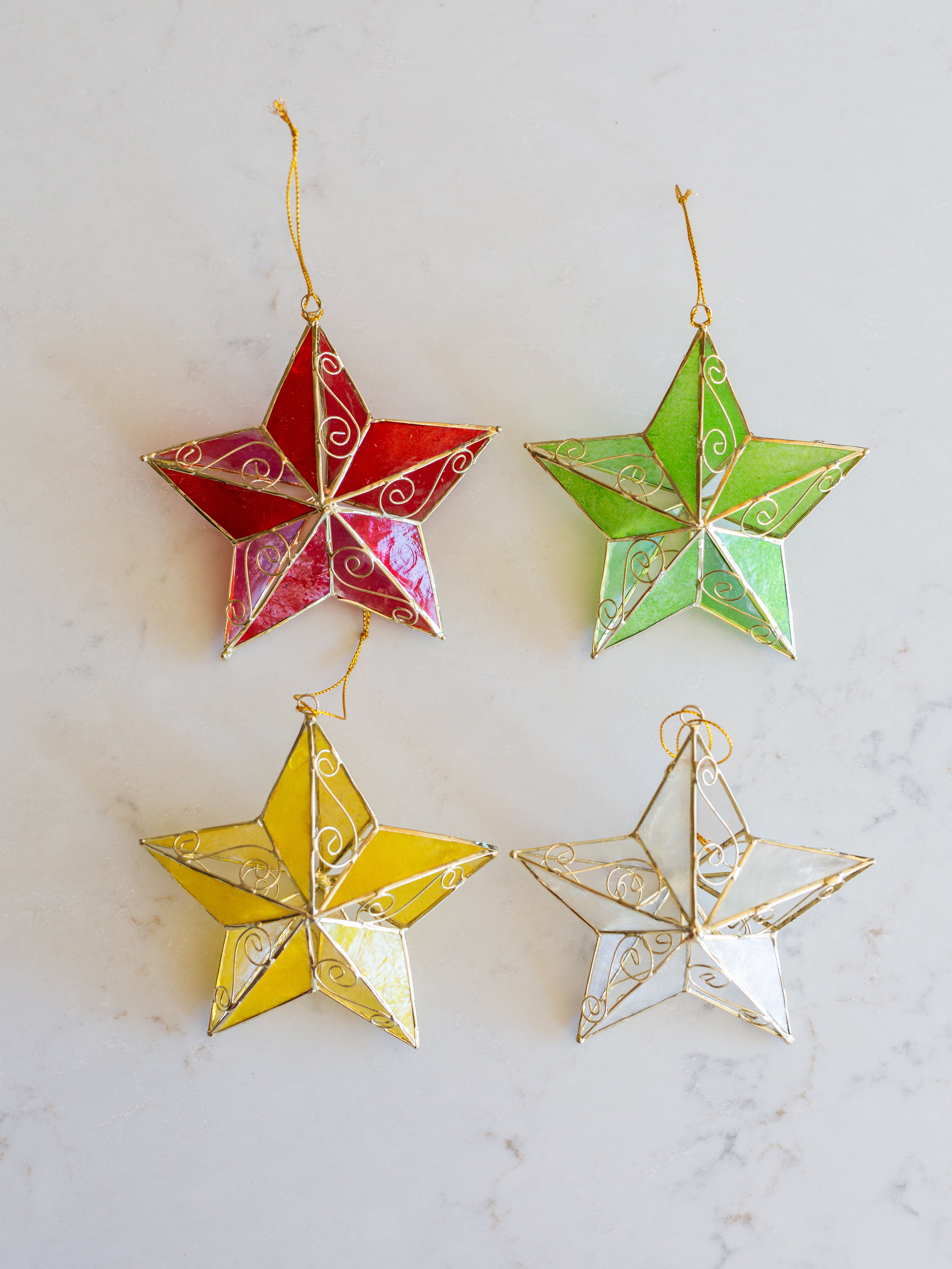 Fancy Star Filipino Capiz Ornament