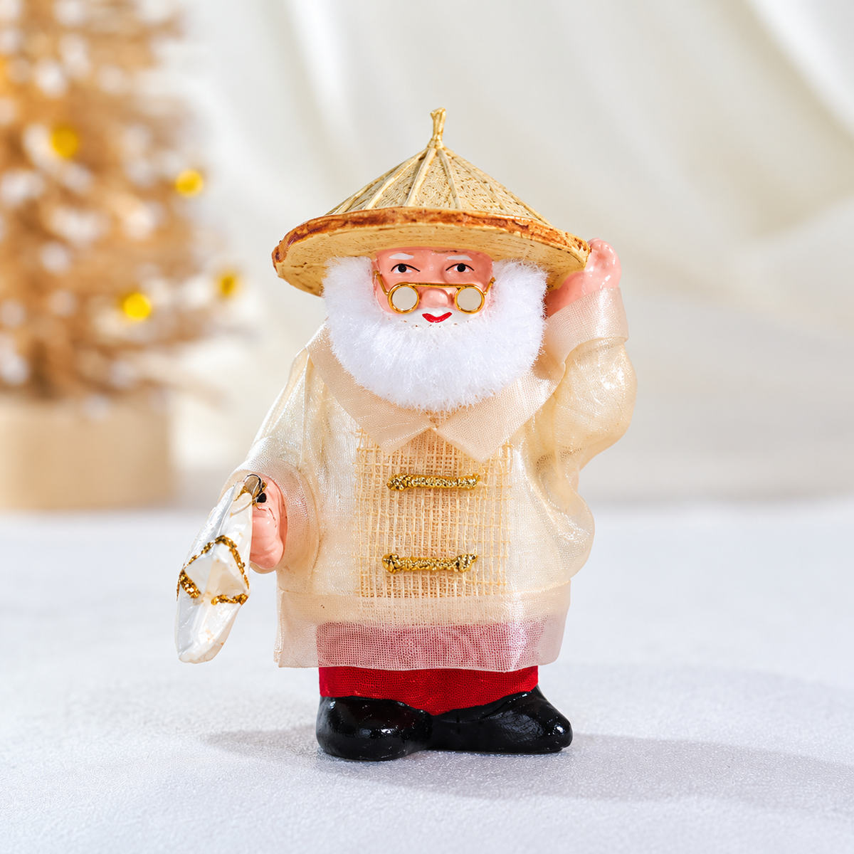 Filipino Santa with Parol Christmas Tree Ornament
