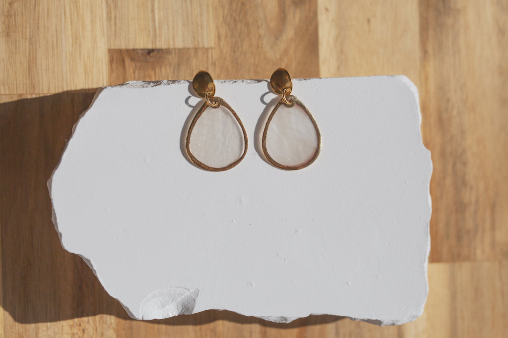 Handcrafted Teardrop Capiz Shell Drop Earrings