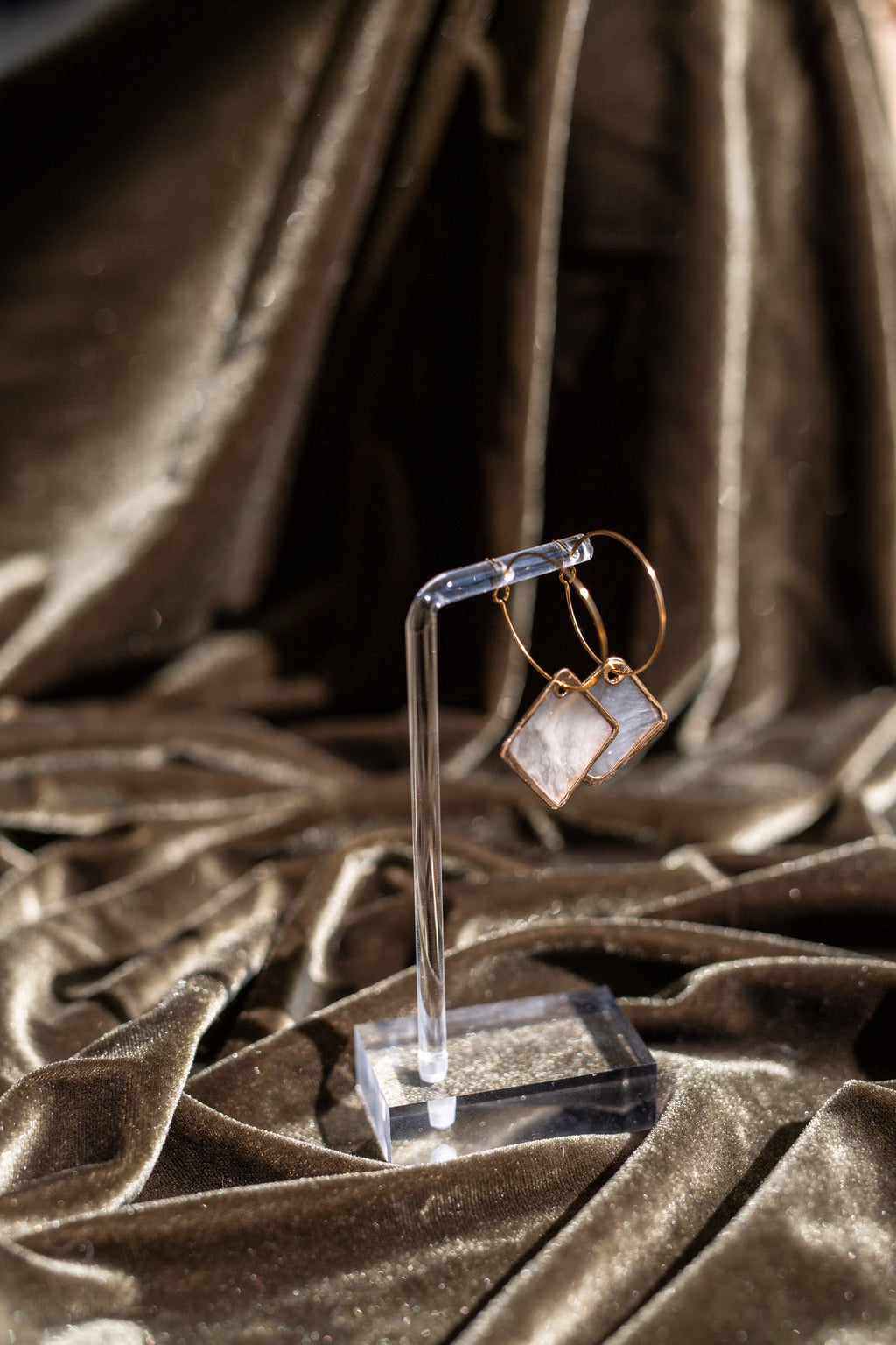 Handcrafted Philippine Capiz Shell Geometric Hoop Earrings